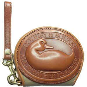 🦆 Vintage Dooney & Bourke Big Duck Coin Purse #W53 in Taupe & British Tan
